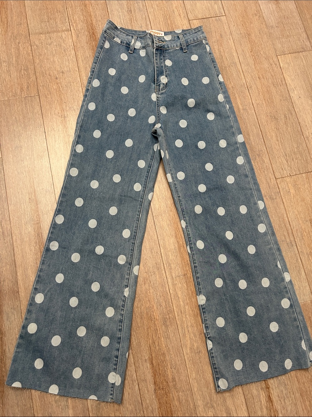 POPPY & PINE - Bold Polka Dot Jeans stretchy spandex cotton size S